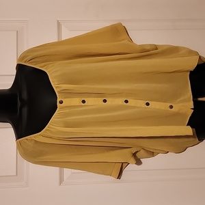 Lush Flowy Butterfly Back Buttonup Blouse